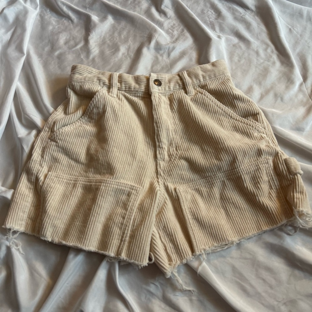 PacSun Cream Corduroy Utility‎ High-Rise Shorts